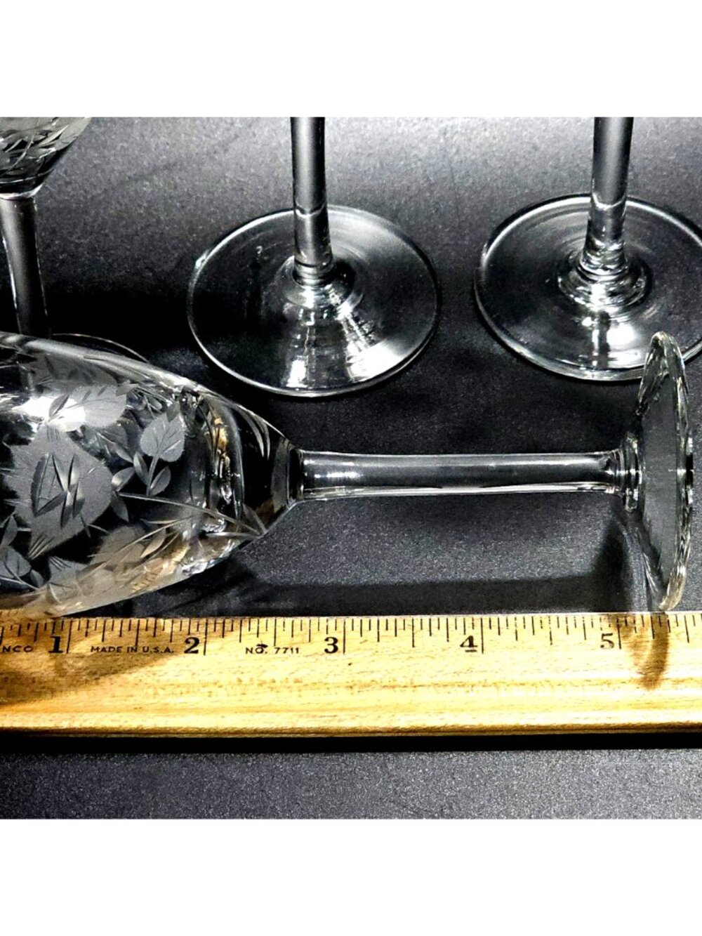 4 Toscany Frosted Floral Sherry Glasses 5.25" etched flower vintage decorative - Picture 3 of 7